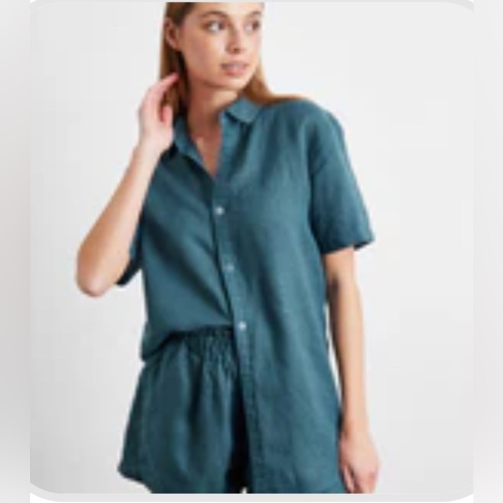Bed Threads Teal (Petrol) Linen Short Set - Picture 6 of 7